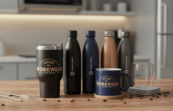 Promotional-Products-branded bottles, branded mugs.